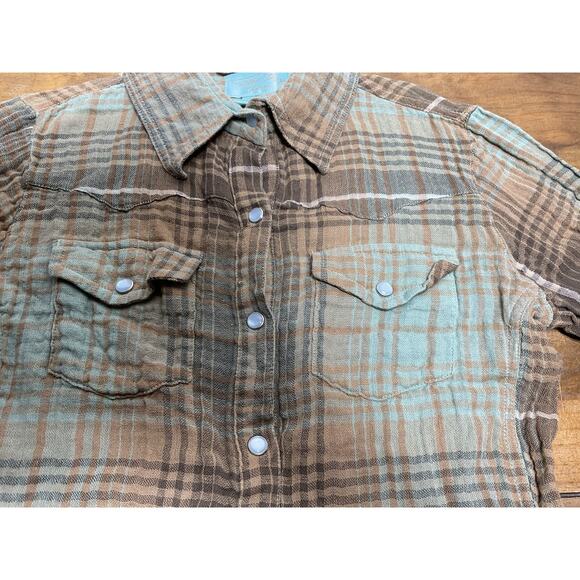 Tasha Polizzi Blouse Small Pearl Snap Button Western Shirt Flare Sleeves - Picture 3 of 11